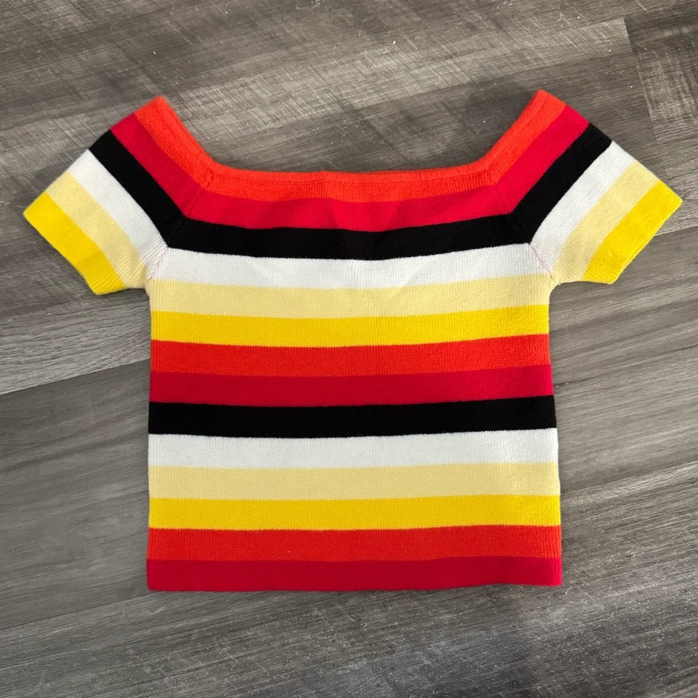 Striped Off-Shoulder Crop Top